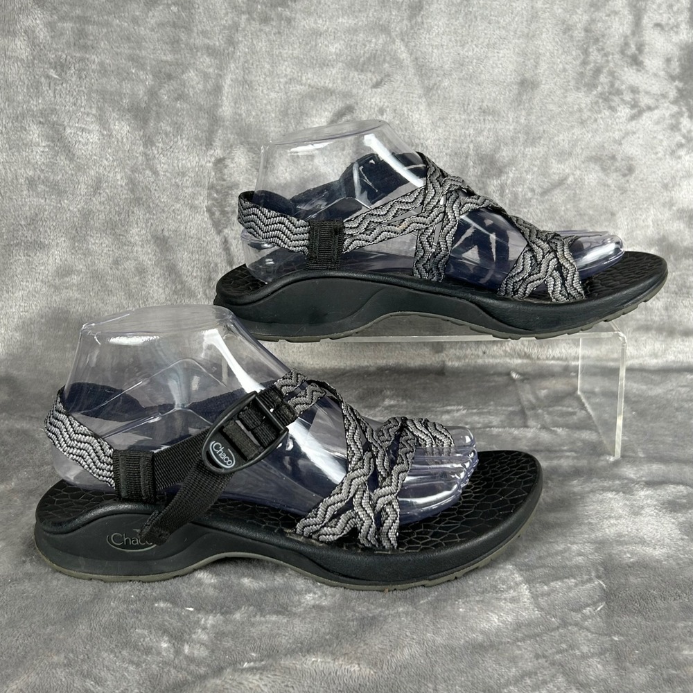 Chaco Z Cloud 2 Womens 8 Sandals Grey Black Strappy Toe Loop Athletic Hiking